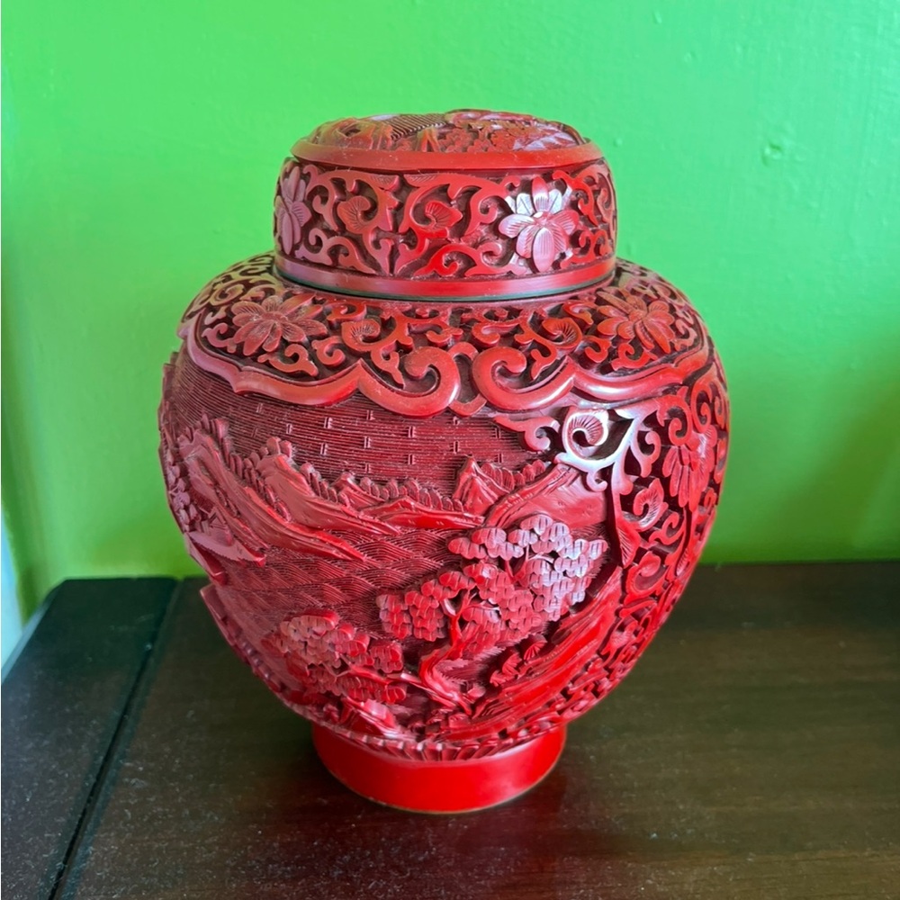 Chinese Cinnabar Lacquer Covered Jar